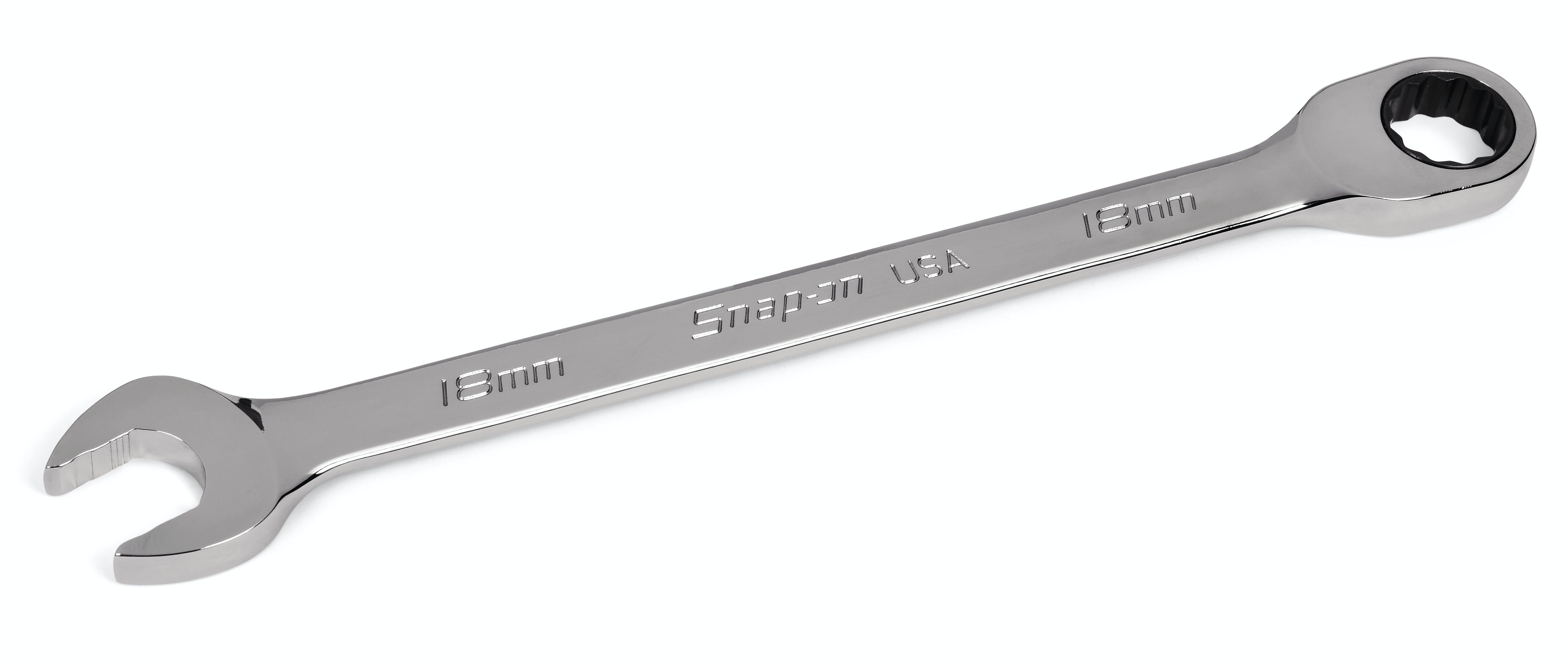 18 mm 12-Point Metric Flank Drive® Plus 0° Offset Non-Reversing Ratcheting Combination Wrench | SOXRM18 18 mm 12-Point Metric Flank Drive® Plus 0° Offset Non-Reversing Ratcheting Combination Wrench | SOXRM18